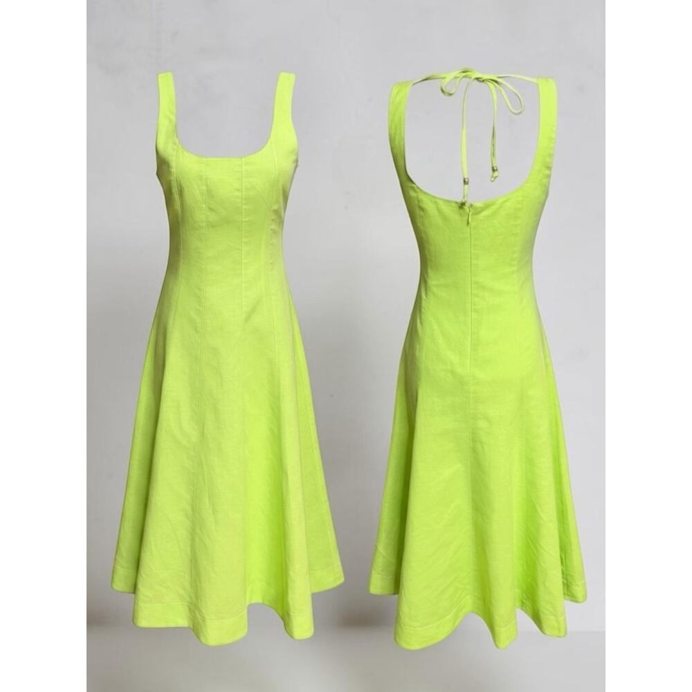 Likely Neon Lime Green Midi Dress